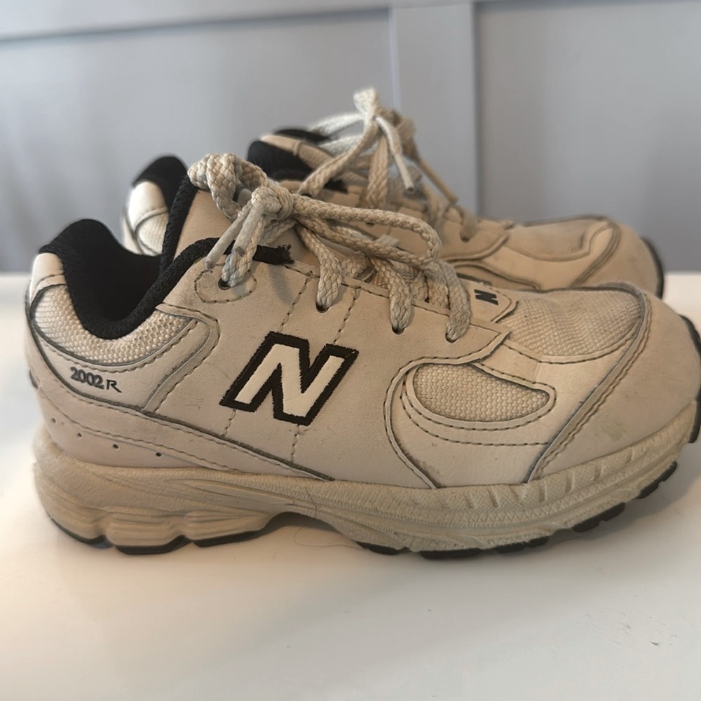 New Balance 2002R Kids' Cream and Black Sneakers